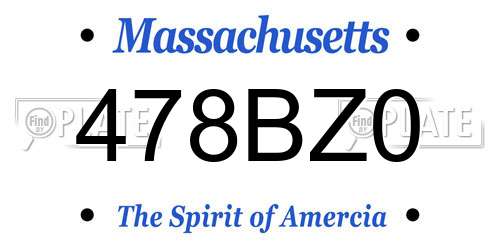 478BZ0 Massachusetts License Plate