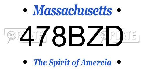 478BZD Massachusetts License Plate