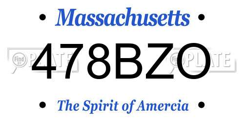 478BZO Massachusetts License Plate