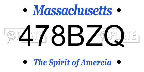 478BZQ Massachusetts License Plate