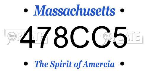 478CC5 Massachusetts License Plate