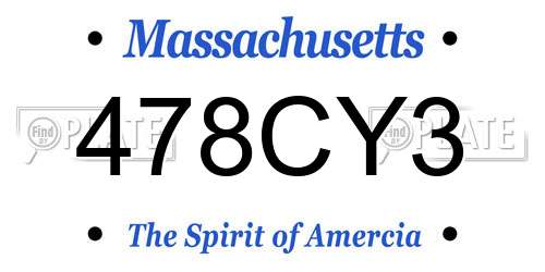 478CY3 Massachusetts License Plate