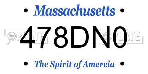 478DN0 Massachusetts License Plate