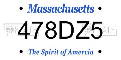478DZ5 Massachusetts License Plate