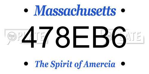 478EB6 Massachusetts License Plate
