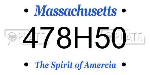 478H50 Massachusetts License Plate