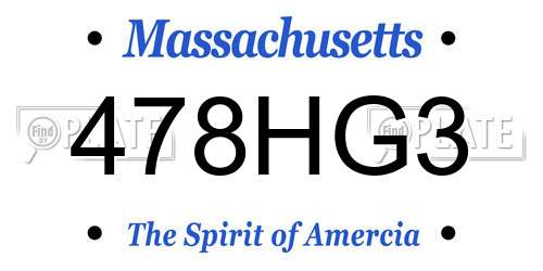 478HG3 Massachusetts License Plate
