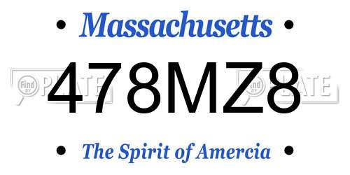 478MZ8 Massachusetts License Plate