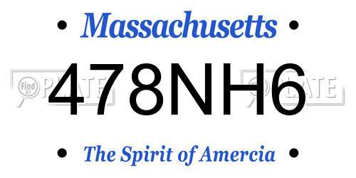 478NH6 Massachusetts License Plate