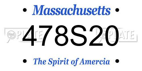 478S20 Massachusetts License Plate