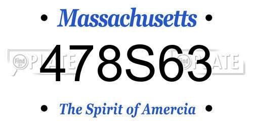 478S63 Massachusetts License Plate