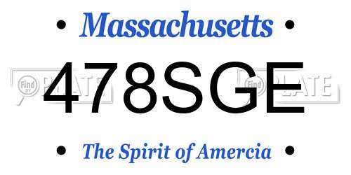 478SGE Massachusetts License Plate