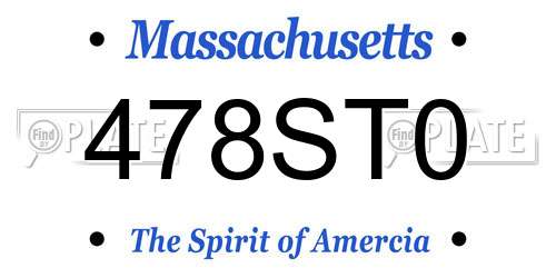 478ST0 Massachusetts License Plate