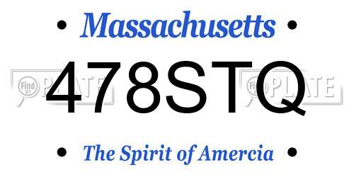 478STQ Massachusetts License Plate