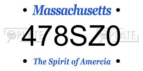478SZ0 Massachusetts License Plate