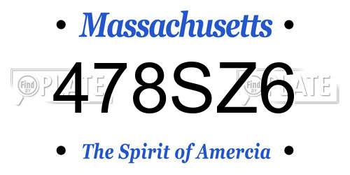 478SZ6 Massachusetts License Plate