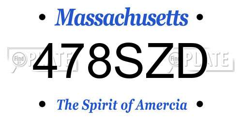 478SZD Massachusetts License Plate