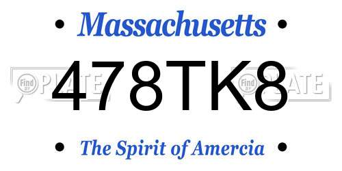 478TK8 Massachusetts License Plate