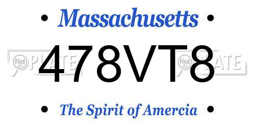 478VT8 Massachusetts License Plate