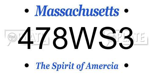 478WS3 Massachusetts License Plate