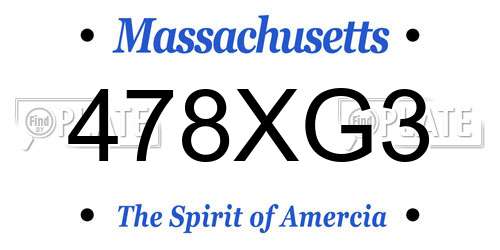 478XG3 Massachusetts License Plate