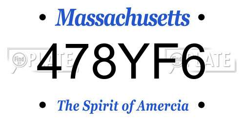 478YF6 Massachusetts License Plate