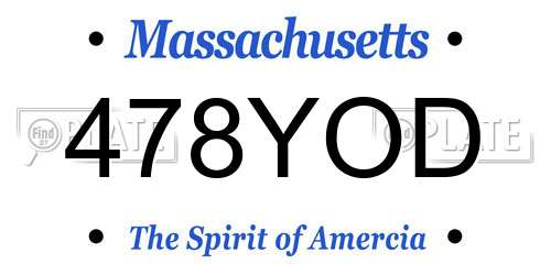 478YOD Massachusetts License Plate