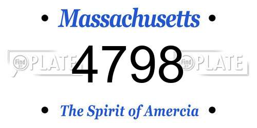 4798 Massachusetts License Plate