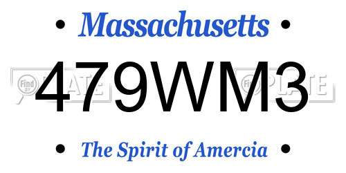 479WM3 Massachusetts License Plate