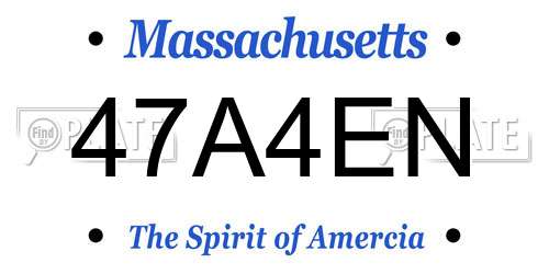 47A4EN Massachusetts License Plate