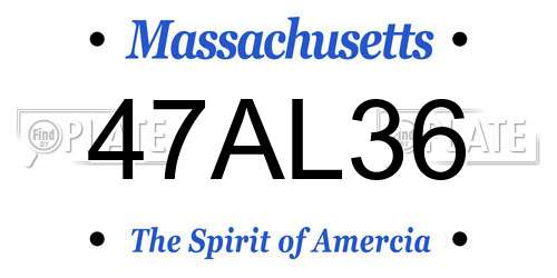 47AL36 Massachusetts License Plate