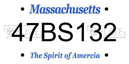 47BS132 Massachusetts License Plate