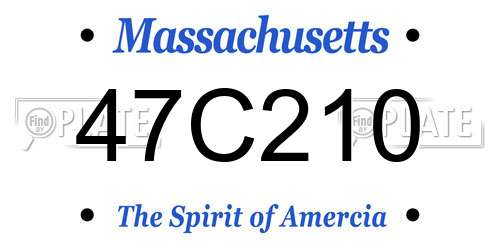 47C210 Massachusetts License Plate