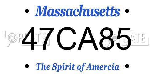 47CA85 Massachusetts License Plate