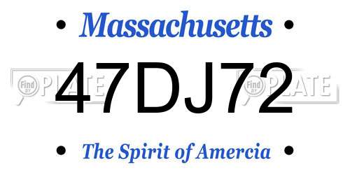 47DJ72 Massachusetts License Plate