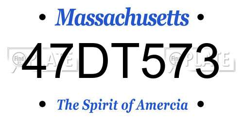 47DT573 Massachusetts License Plate