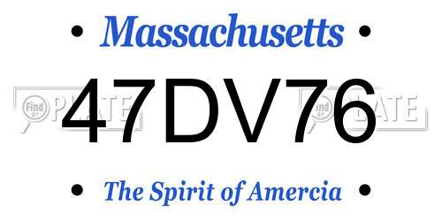 47DV76 Massachusetts License Plate
