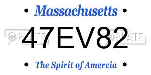 47EV82 Massachusetts License Plate