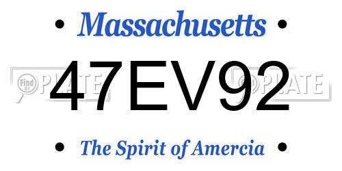 47EV92 Massachusetts License Plate