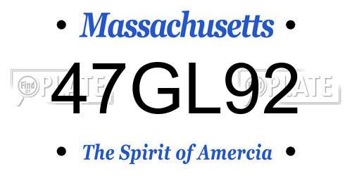 47GL92 Massachusetts License Plate