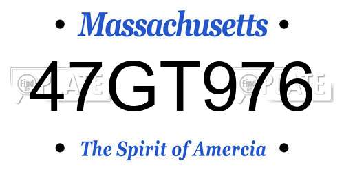 47GT976 Massachusetts License Plate