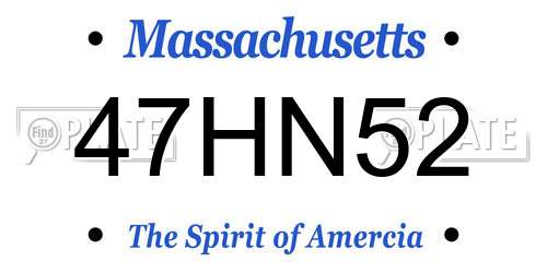 47HN52 Massachusetts License Plate