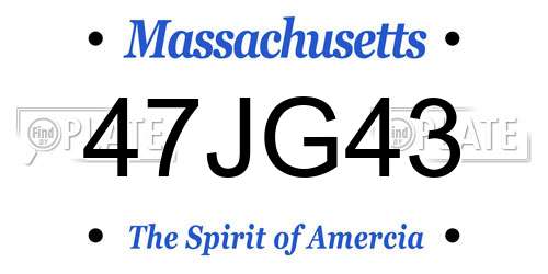 47JG43 Massachusetts License Plate