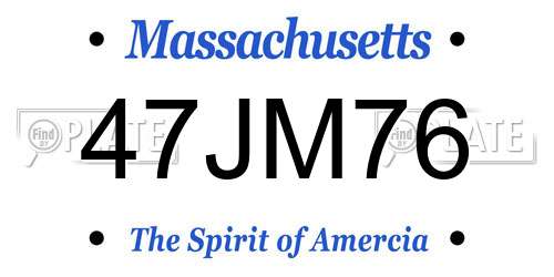 47JM76 Massachusetts License Plate