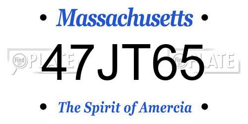 47JT65 Massachusetts License Plate