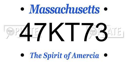 47KT73 Massachusetts License Plate