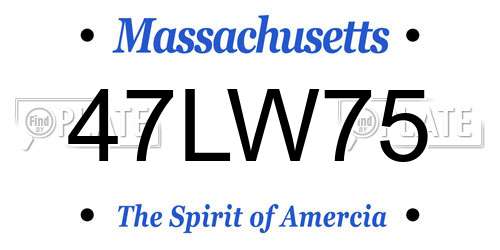 47LW75 Massachusetts License Plate