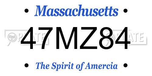 47MZ84 Massachusetts License Plate