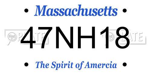47NH18 Massachusetts License Plate