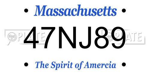 47NJ89 Massachusetts License Plate